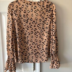 a new day Tan Leopard Print Blouse